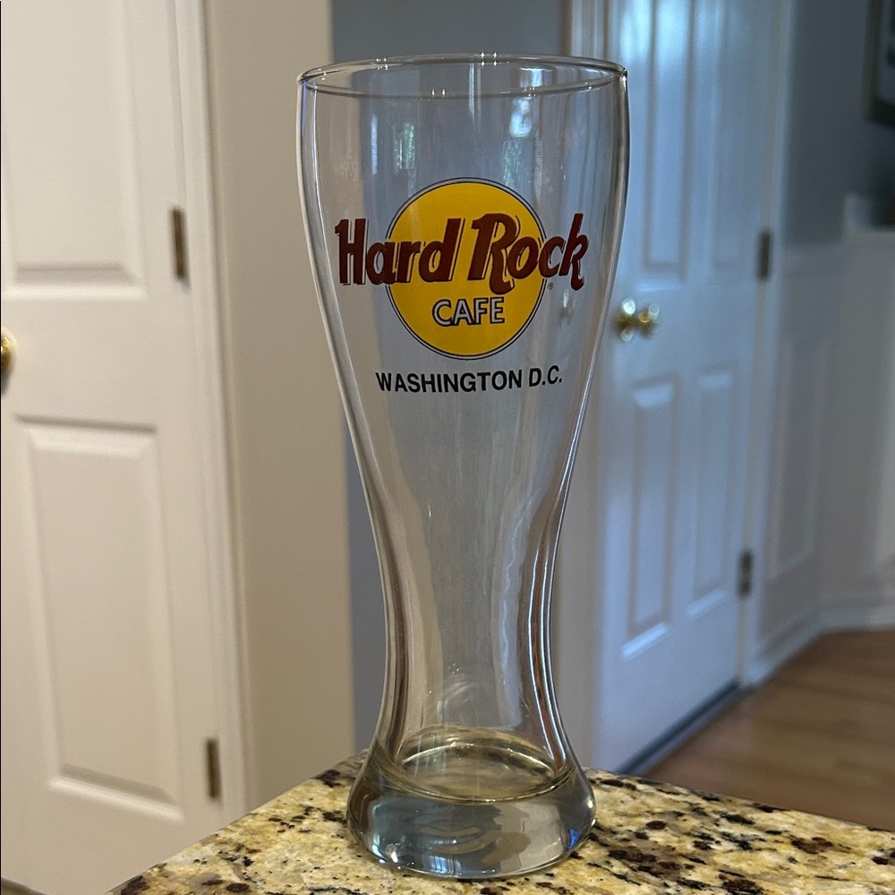 Hard Rock Cafe Yellow and Red Logo Glass